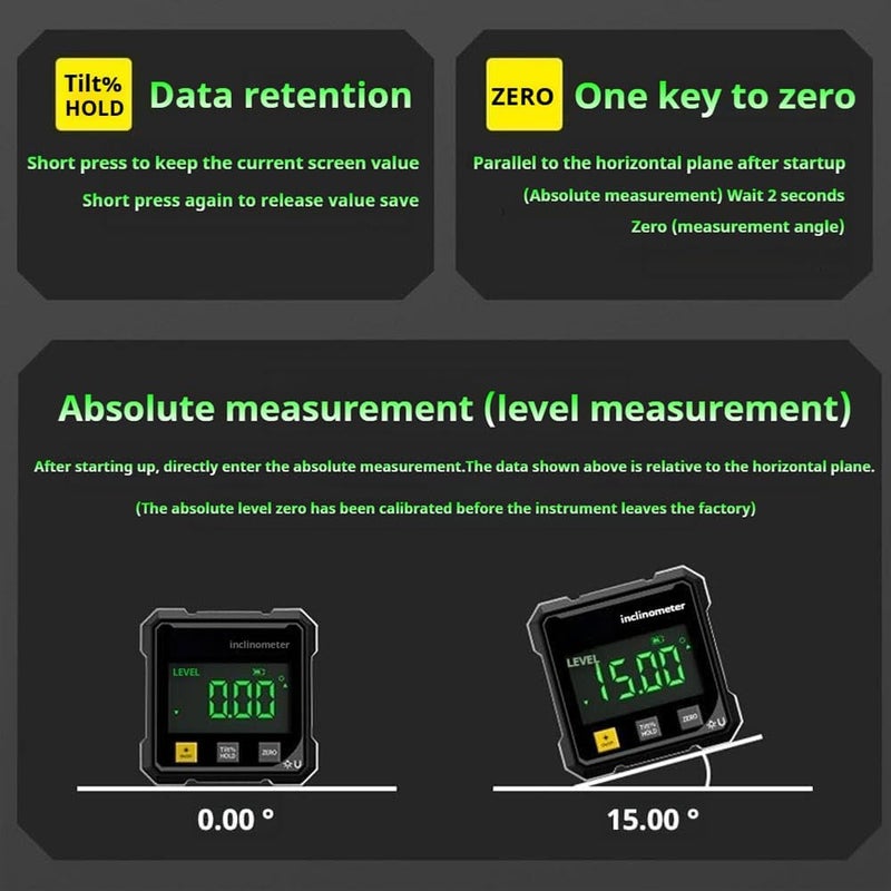gitende 2026 Upgraded 4-Side Magnetic Digital Angle Gauge, Digital Angle Finder Magnetic, Cube Inclinometer with Backlight, Table Saw Miter Protractor, Woodworking Measuring Tool, Level Box for Hanging - Image 5